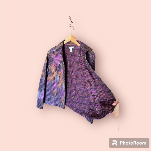 Christopher Banks colorful zip up jacket, quilt like texture. - Picture 8 of 9